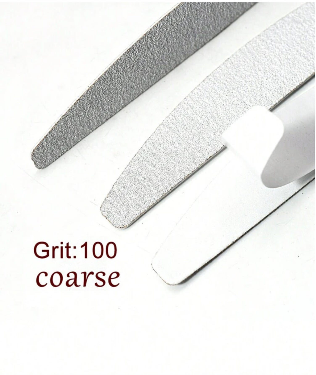 Half Moon Shaped Stainless Steel Replacement Sandpaper Nail Files Zebra-Printed Washable Grit 100 (Note: The Stainless Steel Handle Needs To Be Purchased Separately)