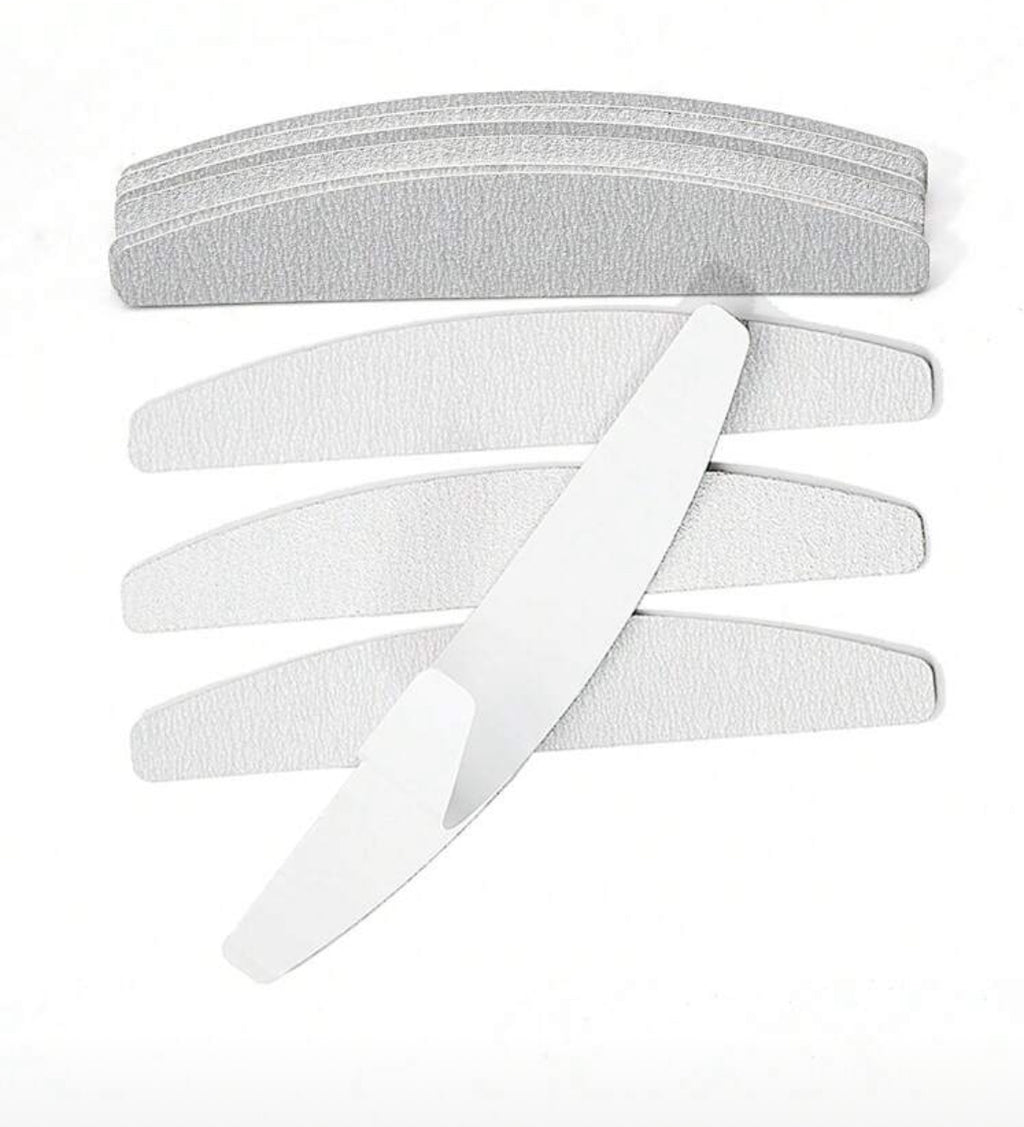 Stainless Steel Replaceable Sandpaper Nail Buffer Bar With Grey Zebra Pattern, Washable & Tearable, 180 Grit (Please Buy Stainless Steel Piece Separately)