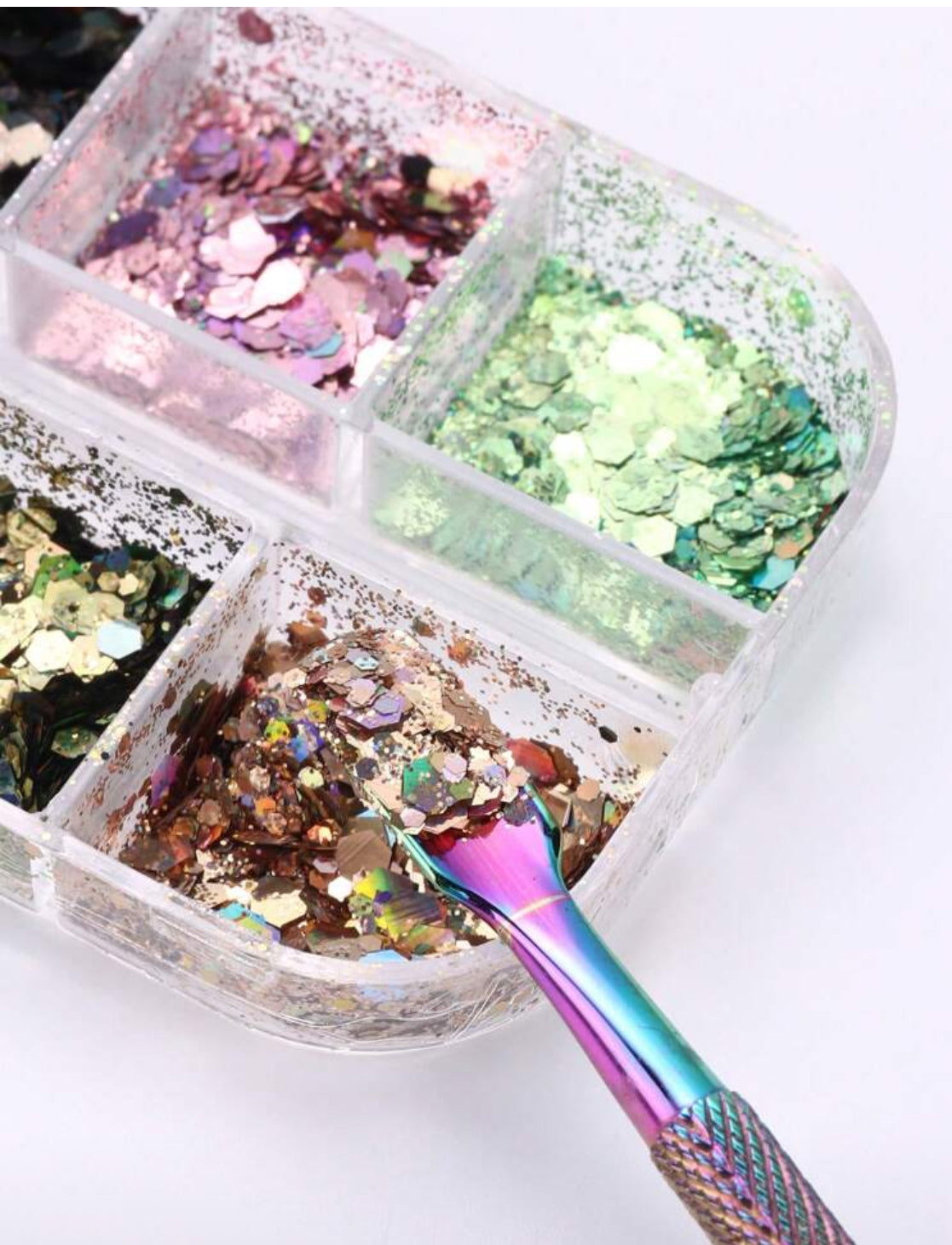 12 Grids Iridescent Nail Art Sequins