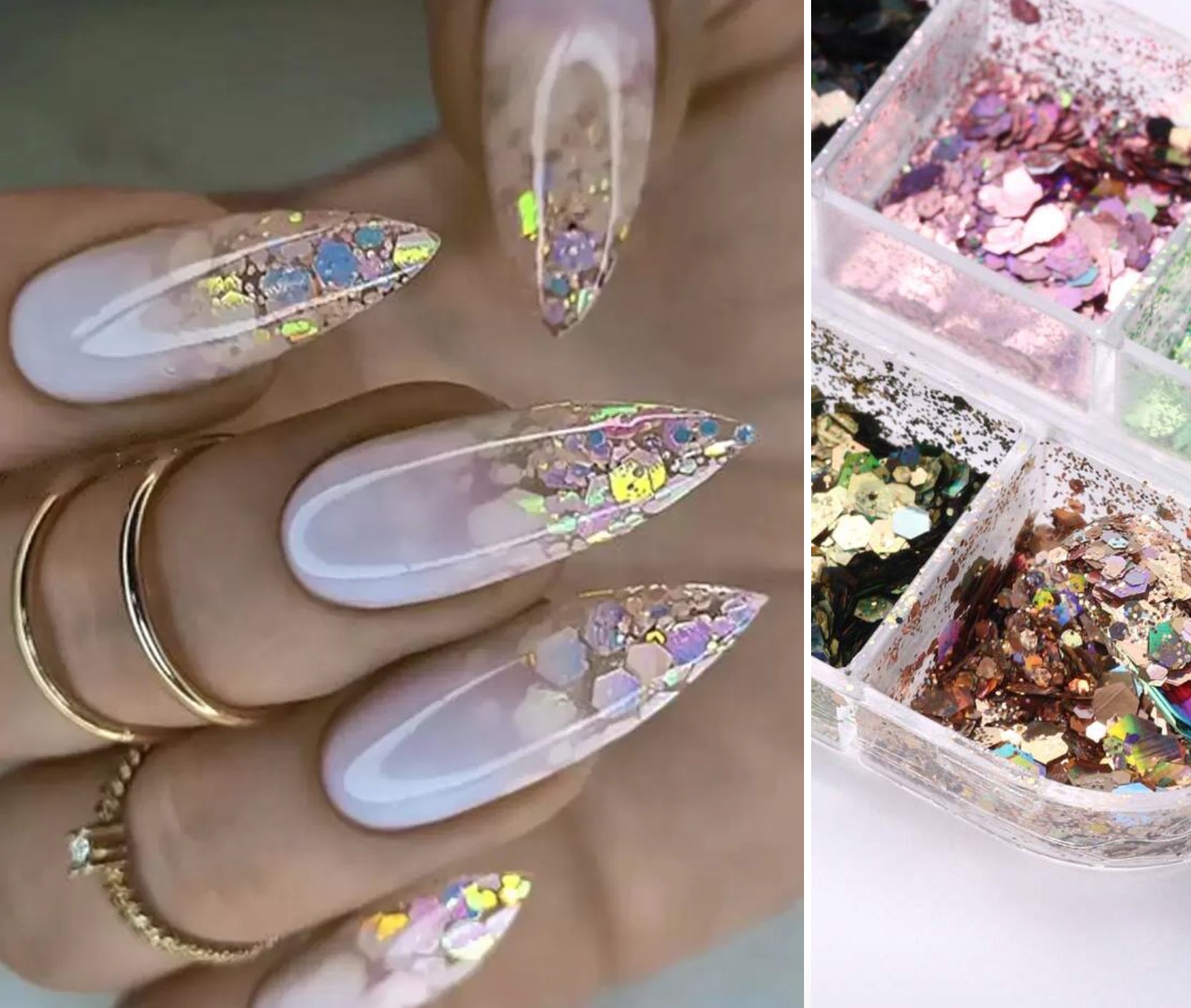 12 Grids Iridescent Nail Art Sequins