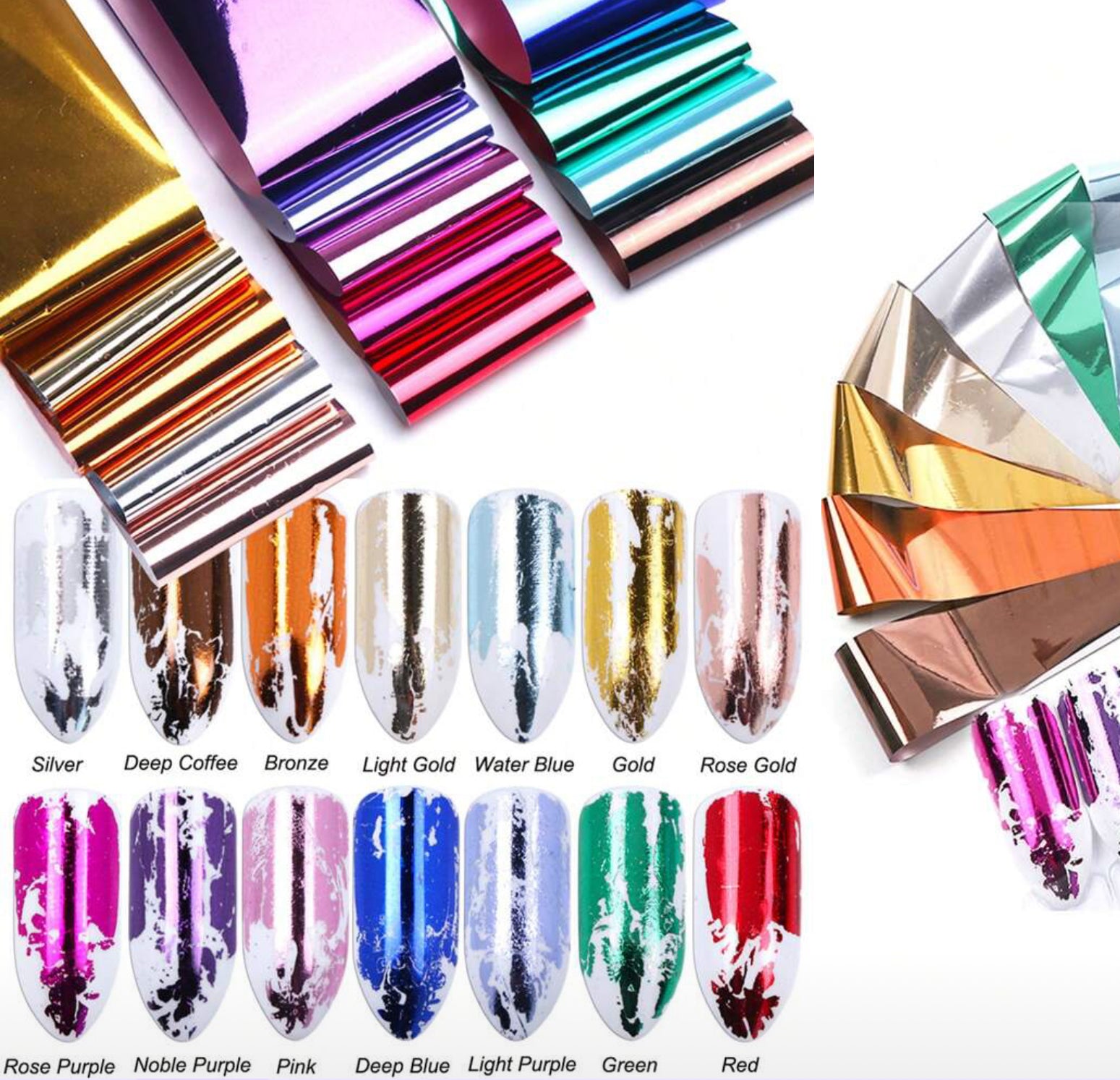 14pcs/Set  Metallic Nail Transfer Foil