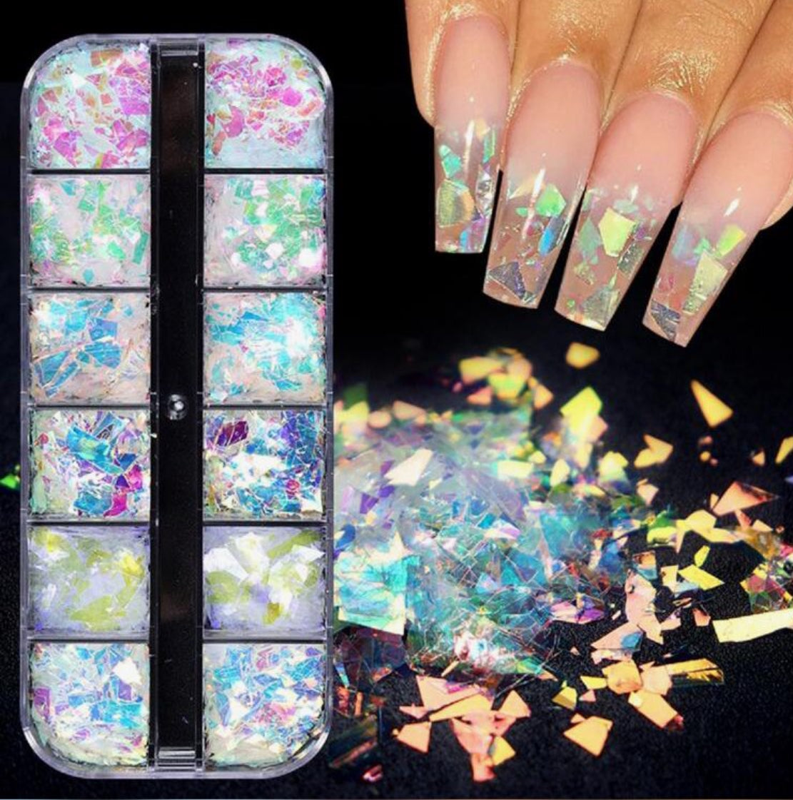 12 Grids Nail Sequins Decorations