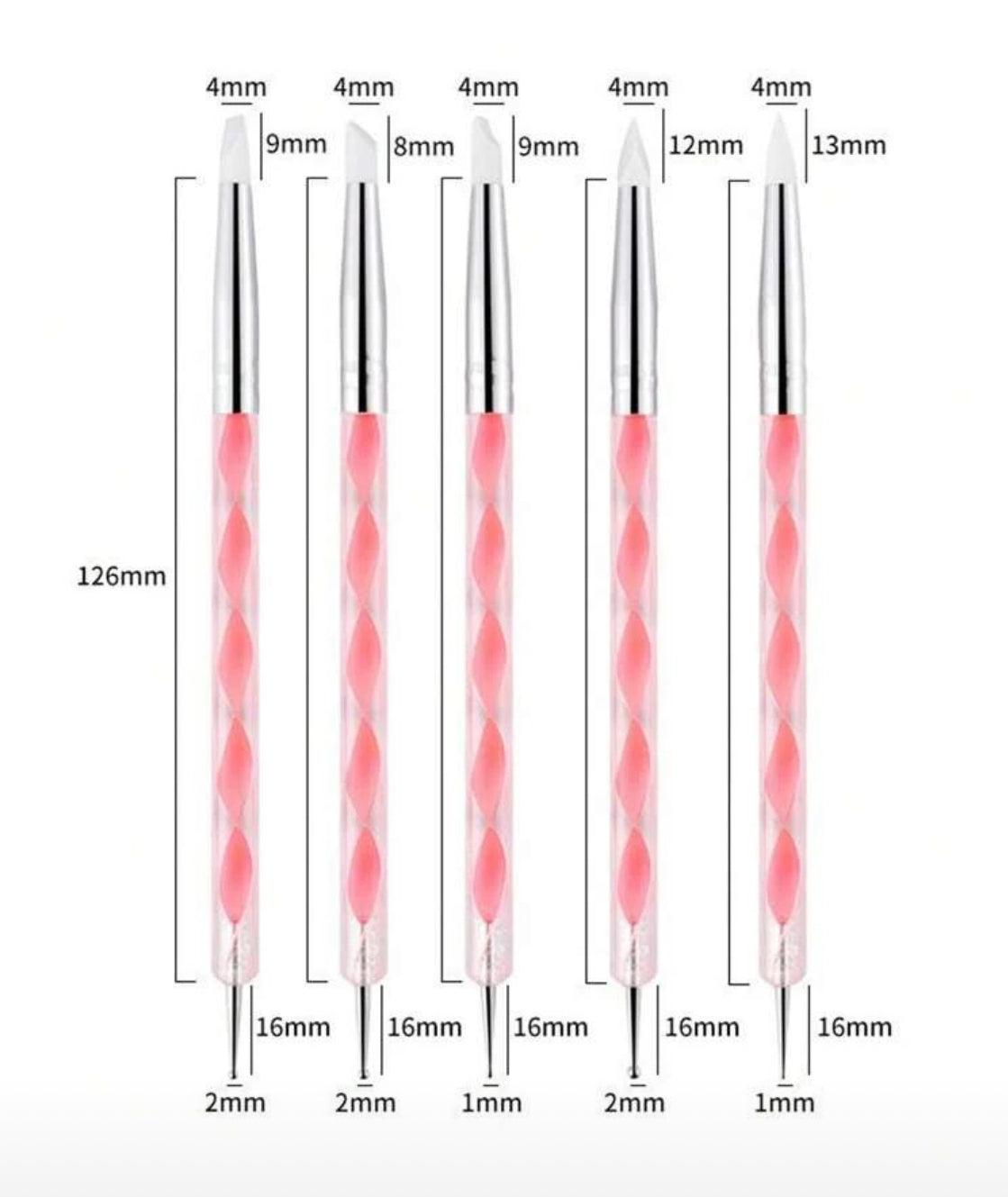 5Pcs Nail Art Silicone Brush Carving dotting tool