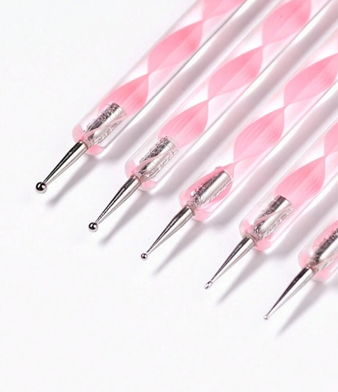 5Pcs Nail Art Silicone Brush Carving dotting tool