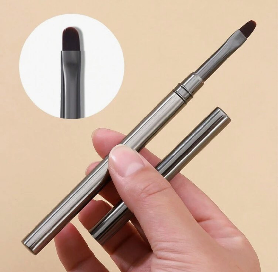 Gothic Gun-Black Plating Nail Gel Brush Acrylic UV Gel Extension Builder Oval Nail Brush