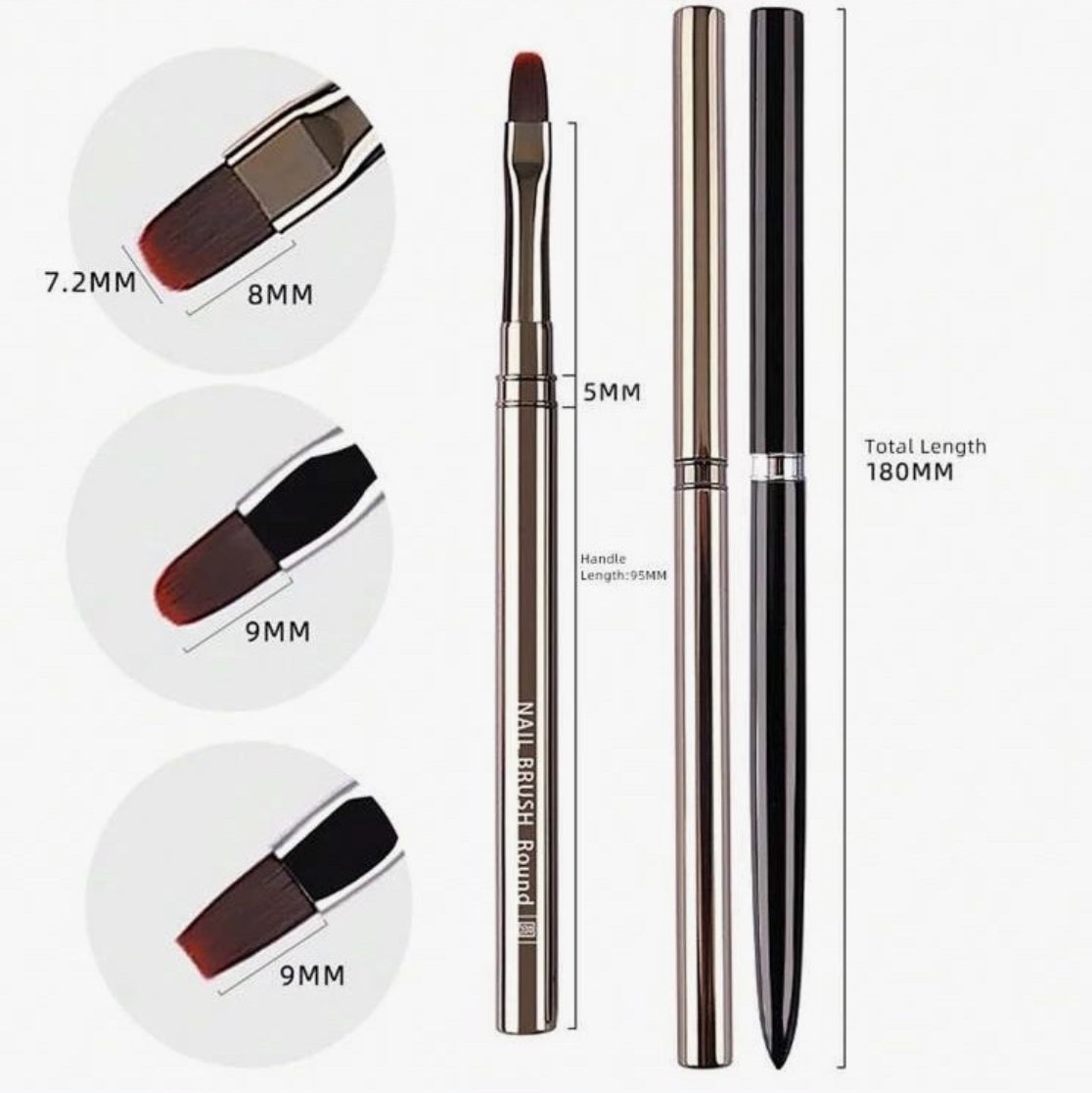 Gel Nail Polish Pen Set, UV Gel Pen, Acrylic Nail Drawing Pen, Metallic Handle, Professional Nail Art Brush